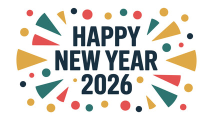 New Year 2026: A vibrant and cheerful design announces the start of the year 2026, complete with a celebratory display of colorful shapes, perfectly encapsulating the festive and hopeful mood. 