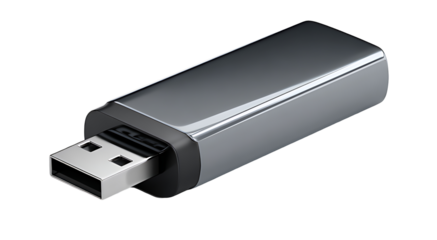 A sleek black usb flash drive isolated on a dark background