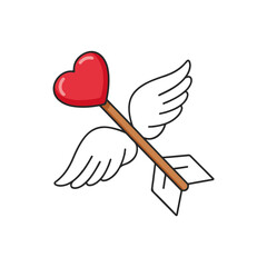 Flying Heart Arrow with Wings, Love, Valentines Day Symbol