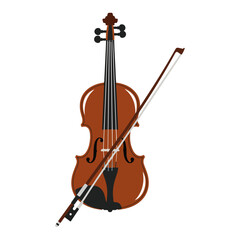 Fototapeta premium Violin and Bow Illustration on White Background for Music Concepts