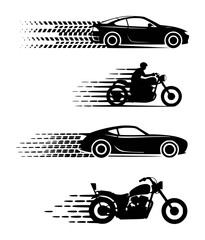 Dynamic Silhouettes of Speeding Cars and Motorcycles with Motion Trails