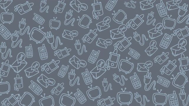 A dynamic seamless pattern featuring vintage electronics and digital gadgets, perfect for creative tech-themed projects, backgrounds, and design elements for digital or print media.