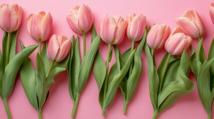 Gentle arrangement of pastel pink tulips radiating subtle elegance and charm