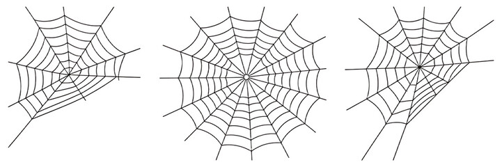Vector Set of spider web on white