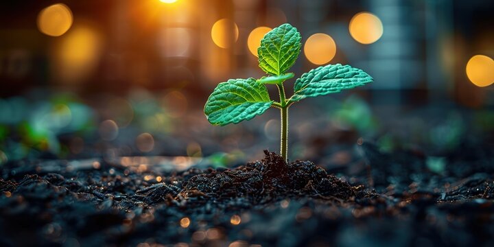 Watch a vibrant seedling emerge, bathed in golden light, promising growth and resilience