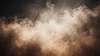 Soft wisps of fog gently dance in the warm light of dawn over a tranquil landscape