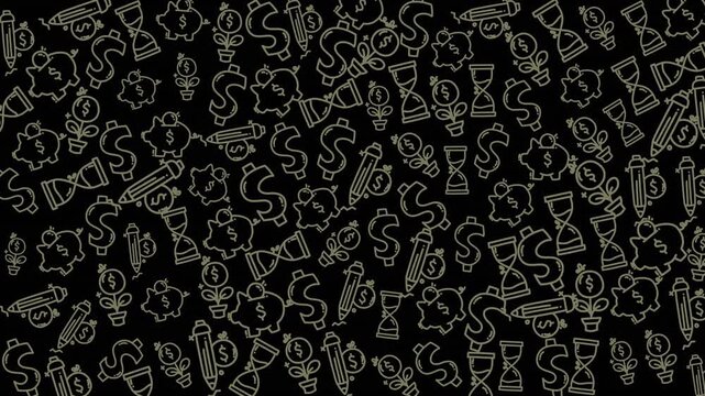 Dynamic pattern of financial symbols and currency icons ideal for professional business and finance projects creating engaging visual content
