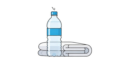 Water bottle and folded towels for gym or travel.