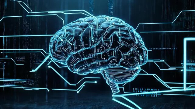 Digital Brain: Futuristic Neural Network Connection, Artificial Intelligence Concept