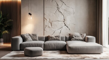 Modern living room with sectional sofa