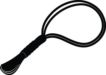 Whip Silhouette – Leather Whip Vector Icon. Whip Icon – Rope Whip Silhouette Design