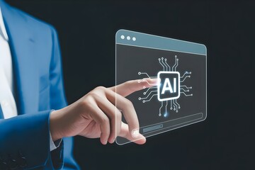 Man touching an AI interface a futuristic concept of artificial intelligence for business and technology applications