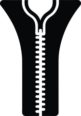 Zipper Icon – Clothing Fastener Silhouette Vector