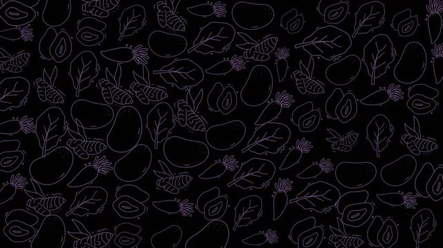 An intricate floral line art pattern featuring delicate petal and leaf designs set against a dark background, creating a sophisticated and artistic visual effect suitable for various creative