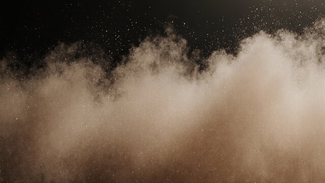 Soft clouds of dust rising during a dramatic performance in a dimly lit theater space