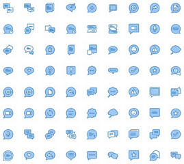 80 Speech Bubble Chat Icons Set – Messaging, Support, Social Media