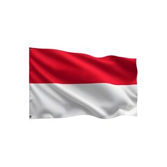 Waving indonesian flag against a white background