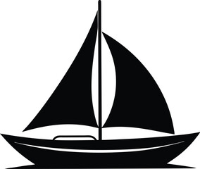 Simple black silhouette of a sailboat with two masts vector illustration