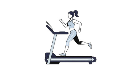 Woman Exercising on Treadmill for Fitness and Health.