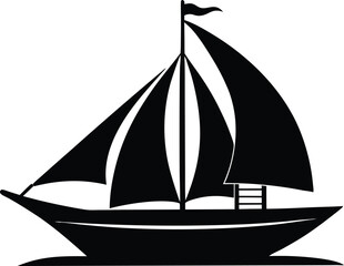 Simple black silhouette of a sailboat with two masts vector illustration