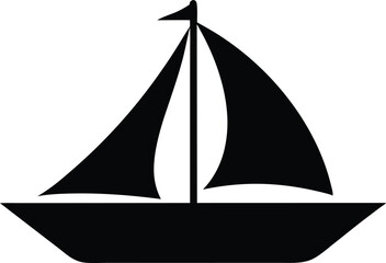 Simple black silhouette of a sailboat with two masts