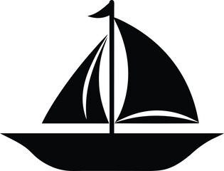 Simple black silhouette of a sailboat with two masts