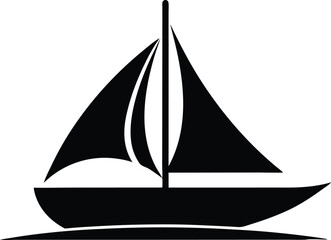 Simple black silhouette of a sailboat with two masts