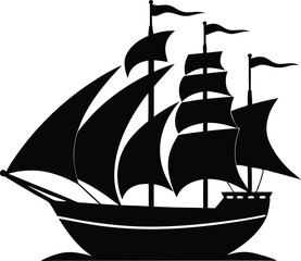 Classic tall ship silhouette with full sails