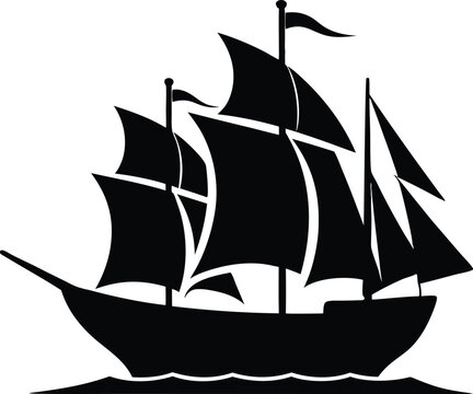 Classic tall ship silhouette with full sails