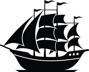 Classic tall ship silhouette with full sails