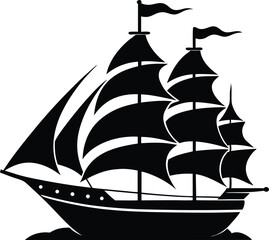 Classic tall ship silhouette with full sails