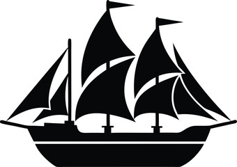 Classic tall ship silhouette with full sails