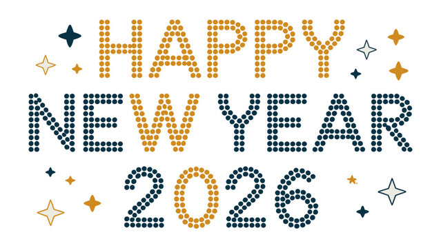 Happy New Year 2026: A vibrant and celebratory design spells out Happy New Year 2026 with colorful elements, ushering in a fresh start and the promise of new beginnings.