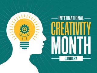 Celebrating international creativity month in january with a symbol of innovation and bright ideas within a human head