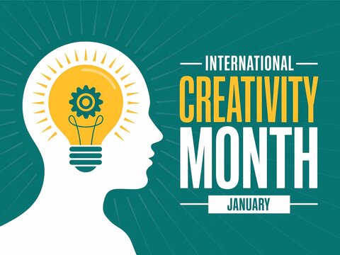 Celebrating international creativity month in january with a symbol of innovation and bright ideas within a human head