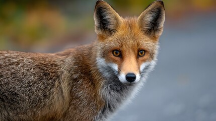 Obraz premium Close up portrait of a wild canine with intense gaze focuses on the camera