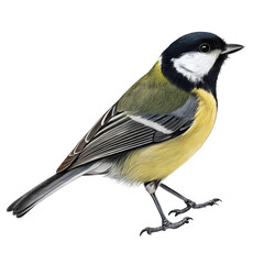 Obraz premium Great tit bird parus major close up isolated on black background small bird wildlife bird watching nature