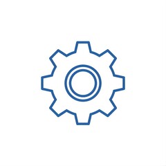 Blue Cogwheel Icon - Symbol of Settings, Configuration, and Mechanical Processes.