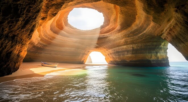 Benagil cave algarve portugal beach boat ocean travel guide