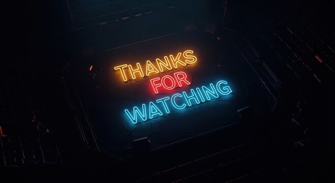 Neon Thanks: A vibrant neon sign declares gratitude against a darkened, futuristic backdrop, encapsulating the sentiment of appreciation in a modern aesthetic.