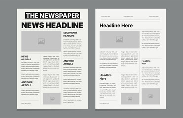 Modern Newspaper layout design editable print, newspaper page template