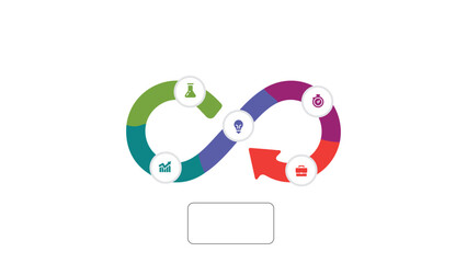 Colorful Infinity Loop Infographic Five Steps with Business Icons for Presentations