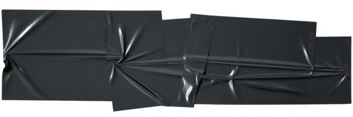 Dark grey duct tape strips isolated on a transparent background