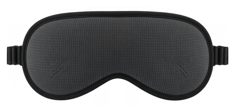 Dark grey textured sleep mask isolated on a transparent background