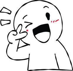 Cheerful Cartoon Emoji with Peace love happy positive Sign Gesture