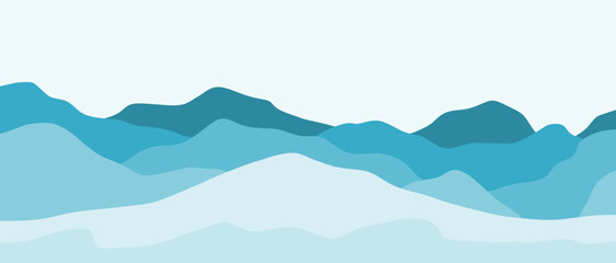 Gradient blue mountain range. Snowy mountain	