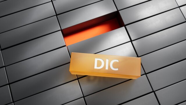 The word dic is written on metal blocks. Medical concept.close up of metal blocks,Business Concept.3D rendering.