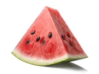 Single Triangular Slice of Ripe Watermelon with Black Seeds