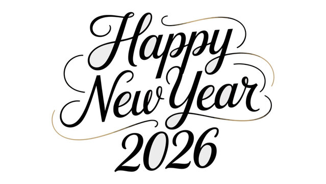New Year 2026 Celebration: A beautifully designed greeting card with an elegant and festive script that proclaims Happy New Year 2026, celebrating the joy and excitement of the upcoming year.