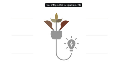 Lightbulb Tree Infographic Creative Design with Process Diagram and Blank Text Boxes